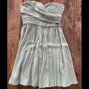J. Crew raw silk mint green strapless dress sz 4.